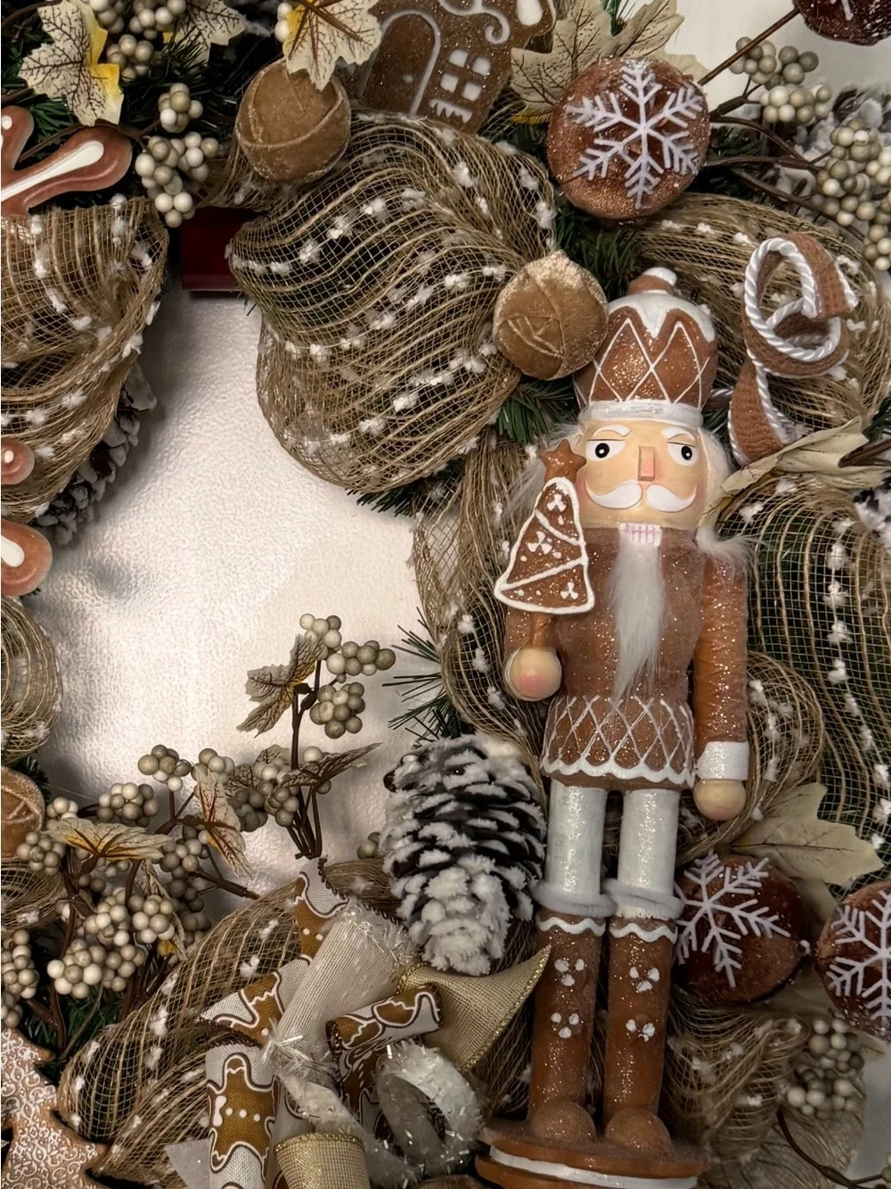 GINGERBREAD Nutcracker Holiday Wreath - Decorative Home Holiday Accent